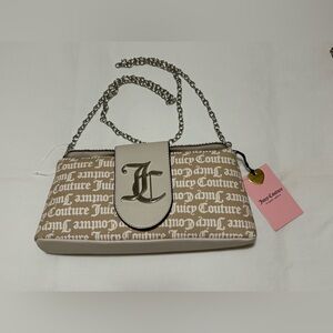 Juicy Couture Tan and Cream Logo Clutch